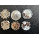 Collection of 6x fine silver coins - USA 1 Dollar,