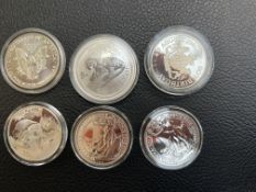 Collection of 6x fine silver coins - USA 1 Dollar,