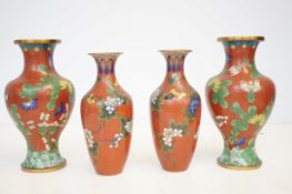 4x Cloisonne vases - 1 A/F
