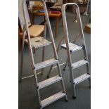 2x Aluminium step ladders