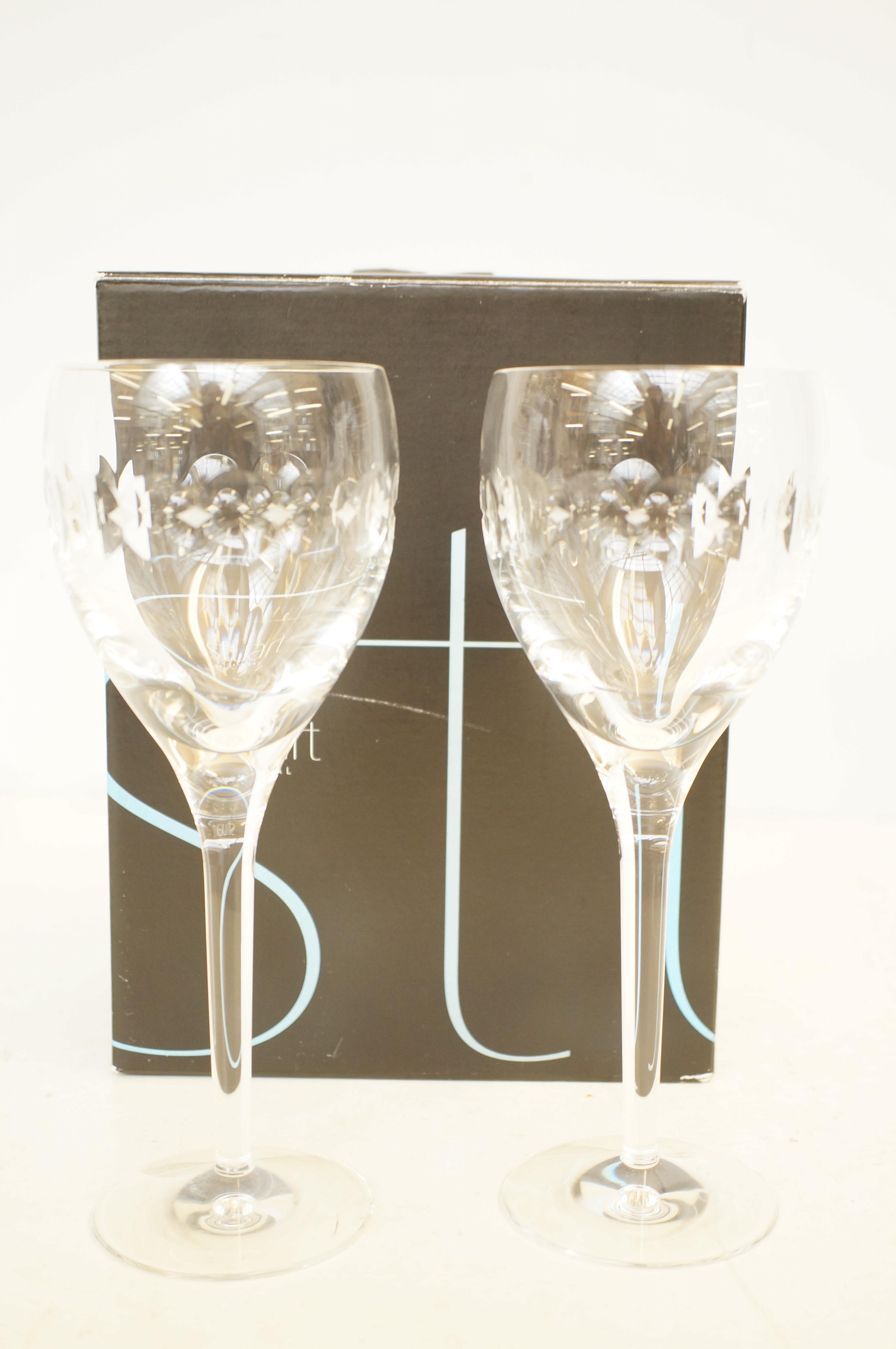 Pair of Stuart crystal wine glasses