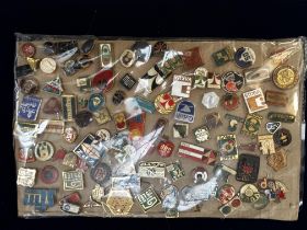 Large collection of vintage pin badges