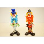 2 Murano art glass clowns Height 23 cm