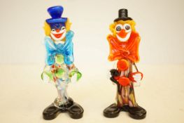 2 Murano art glass clowns Height 23 cm