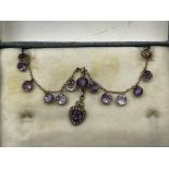 9ct Gold victorian necklace amethyst & pearls