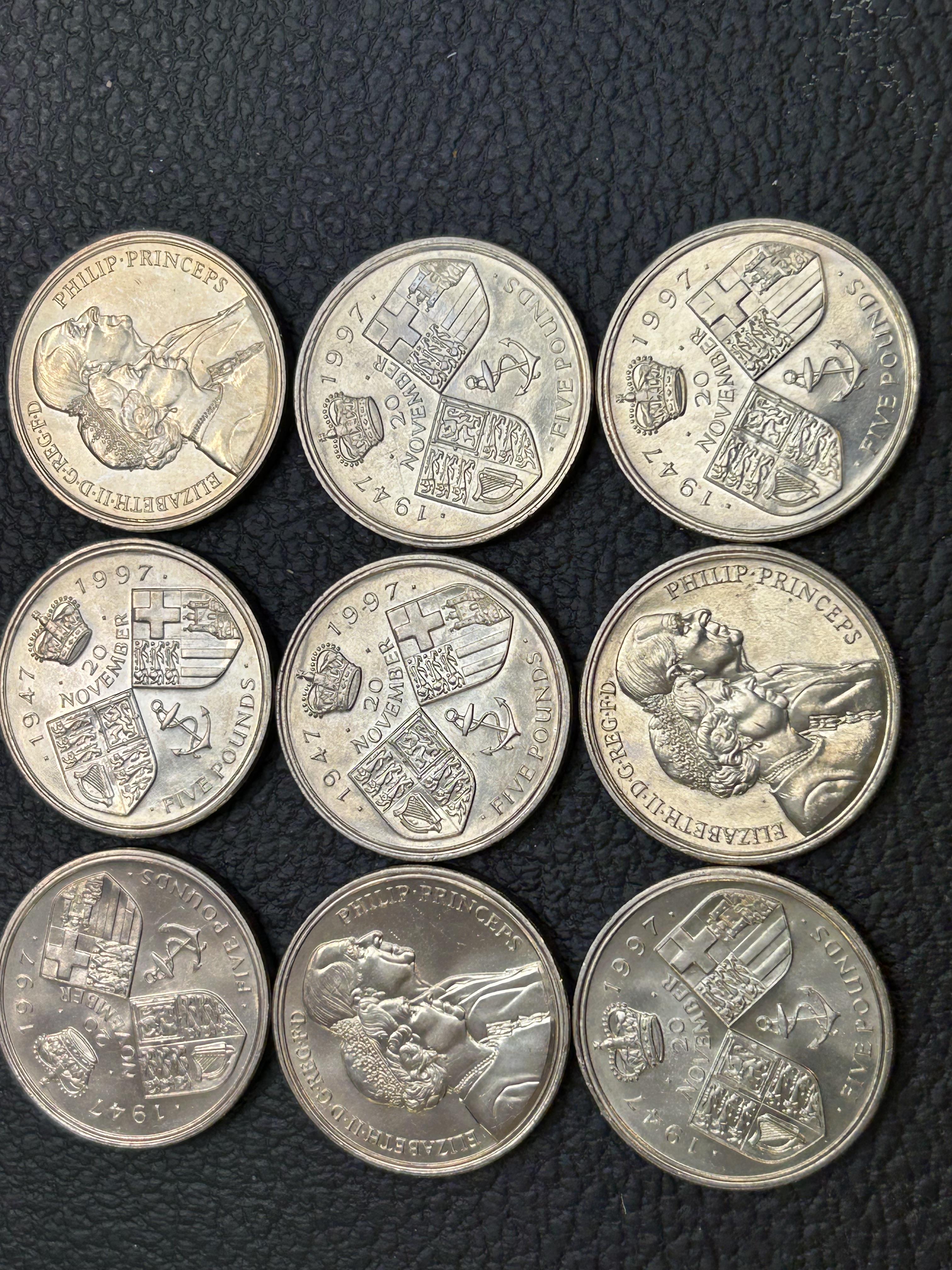 9x 1997 five pound coins