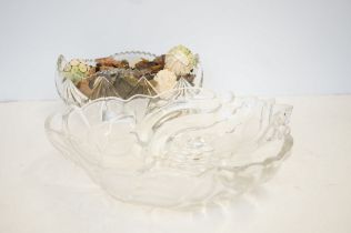 Large frosted crystal fruit bowl & 1 other
