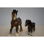 Large Beswick horse & 1 other