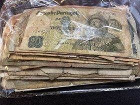 Large collection of vintage world bank notes