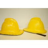 2 Firemans helmets with leather liners