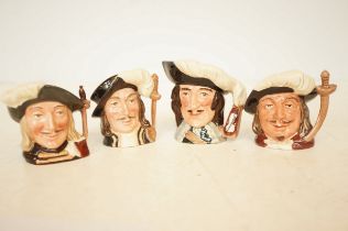 Royal Doulton miniatures (Four musketeers) Athos D6509, Aramis D6508 DÁrtagnan D6765 & Porthos