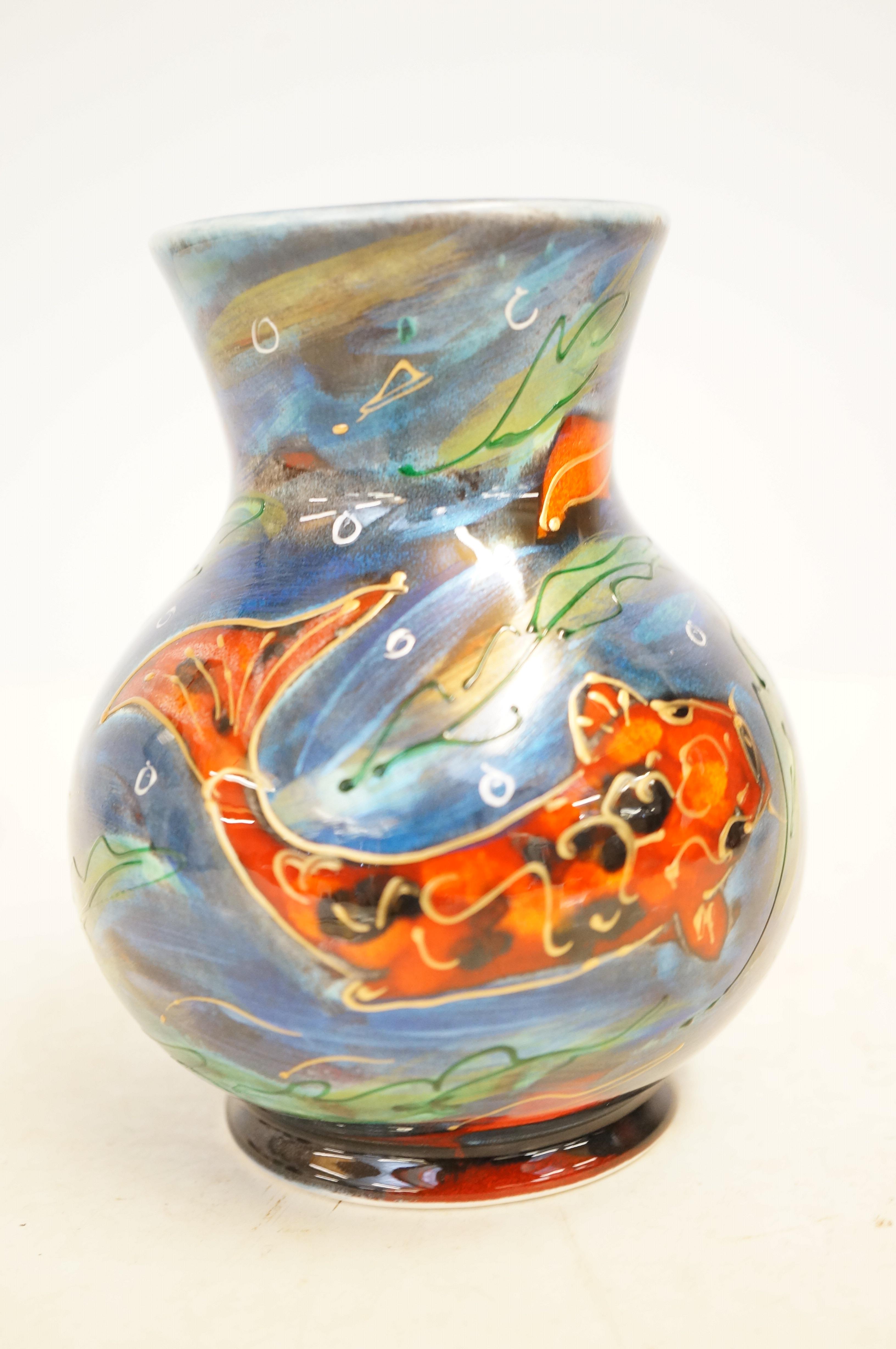 Anita Harris koi carp vase signed in gold