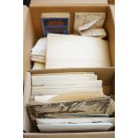 Box of postcards & vintage road maps