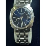 Seiko automatic blue dial wristwatch, date app at