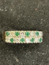 9ct Gold ring set with 8 diamonds & 8 emeralds Wei