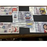 Large collection of 20 comedy 20 pound notes with