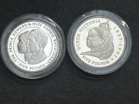 2 Silver five pound coins