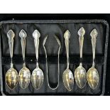 Cased set of silver spoons