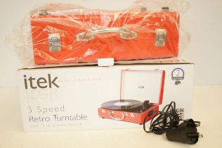 Itek 3 speed retro turntable with true stereo soun