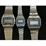 3x Vintage digital wristwatches