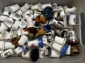 Large collection of thimbles, majority ceramic