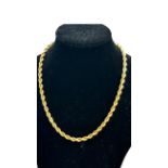 9ct Gold rope chain with safety chain Weight 7.7g