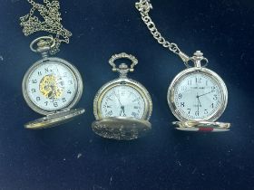 NY London pocket watch with chain & 2 other pocket