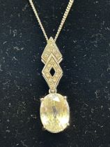 18ct White gold chain & pendant Preah Vihear Zirco