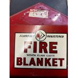 Vintage metal wall fire blanket holder