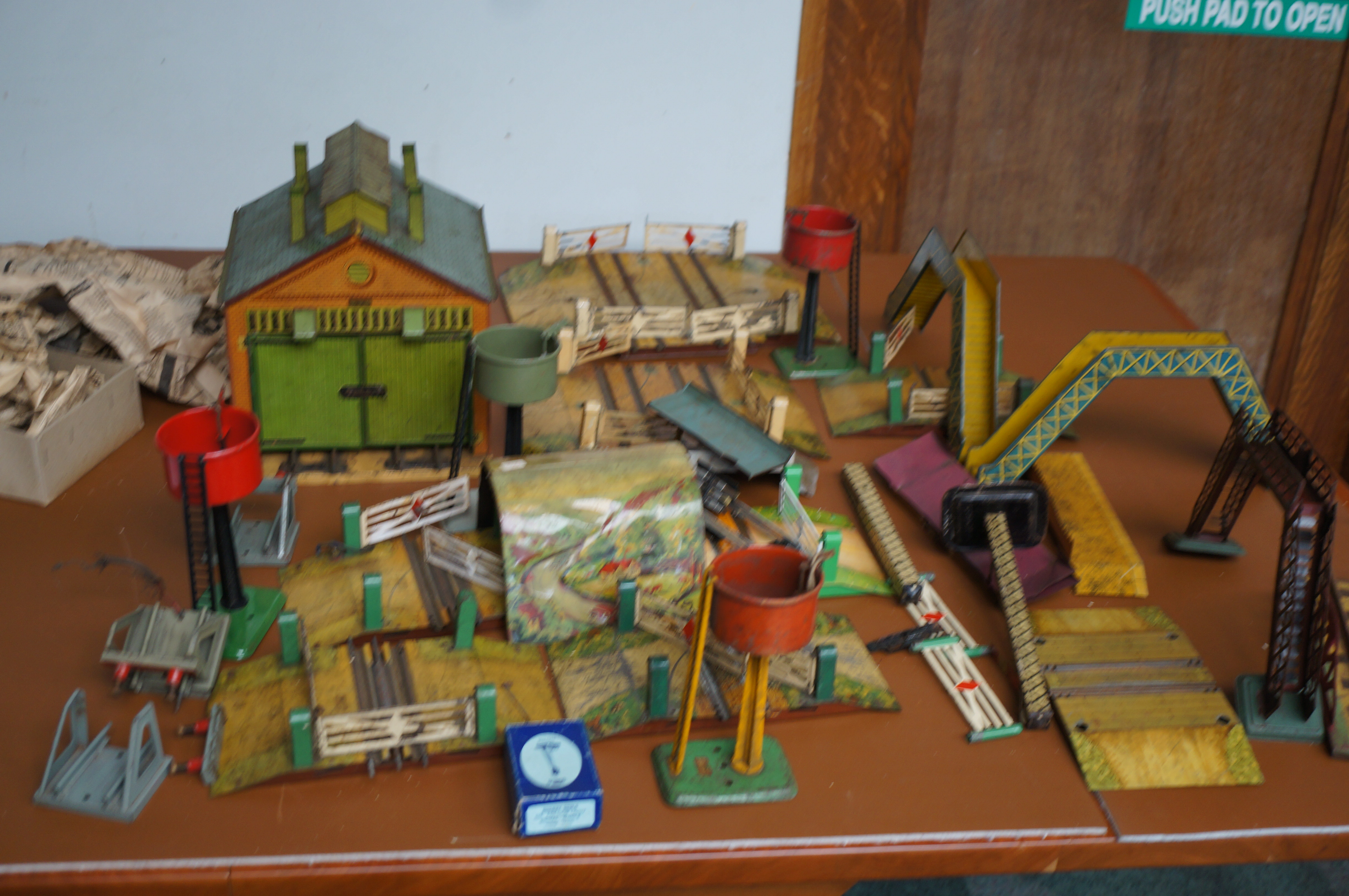 Large collection of vintage tin railway accessorie