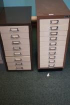 2x Metal multi draw filing cabinet