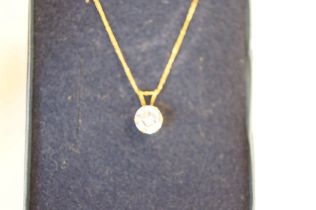 Boxed 9ct gold solitaire necklace