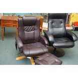 Leather massage chair with footstool & 1 other