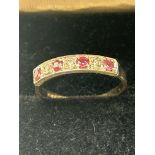 9ct Gold ring set with rubies & diamonds Size Q 1.