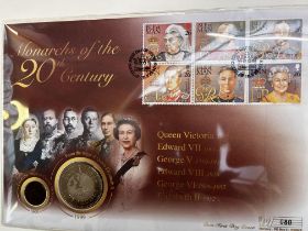 Five pound coin first day cover monarchs of the 20