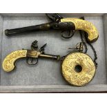 Reproduction pistols & powder flask