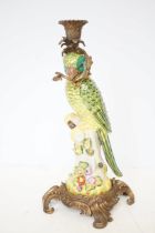 Ceramic & bronze parrot candle stick Height 37 cm