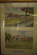 Gerry Halpin original watercolours, cricket scenes