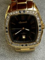 Gents Ingersoll gems gold plated quartz watch with