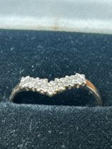 9ct Gold wish bone ring set with diamonds Size O 1