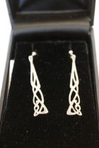 Boxed pair Archibald Knox silver earrings