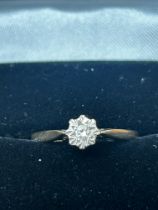 9ct Gold diamond solitaire ring Size M 1.5g