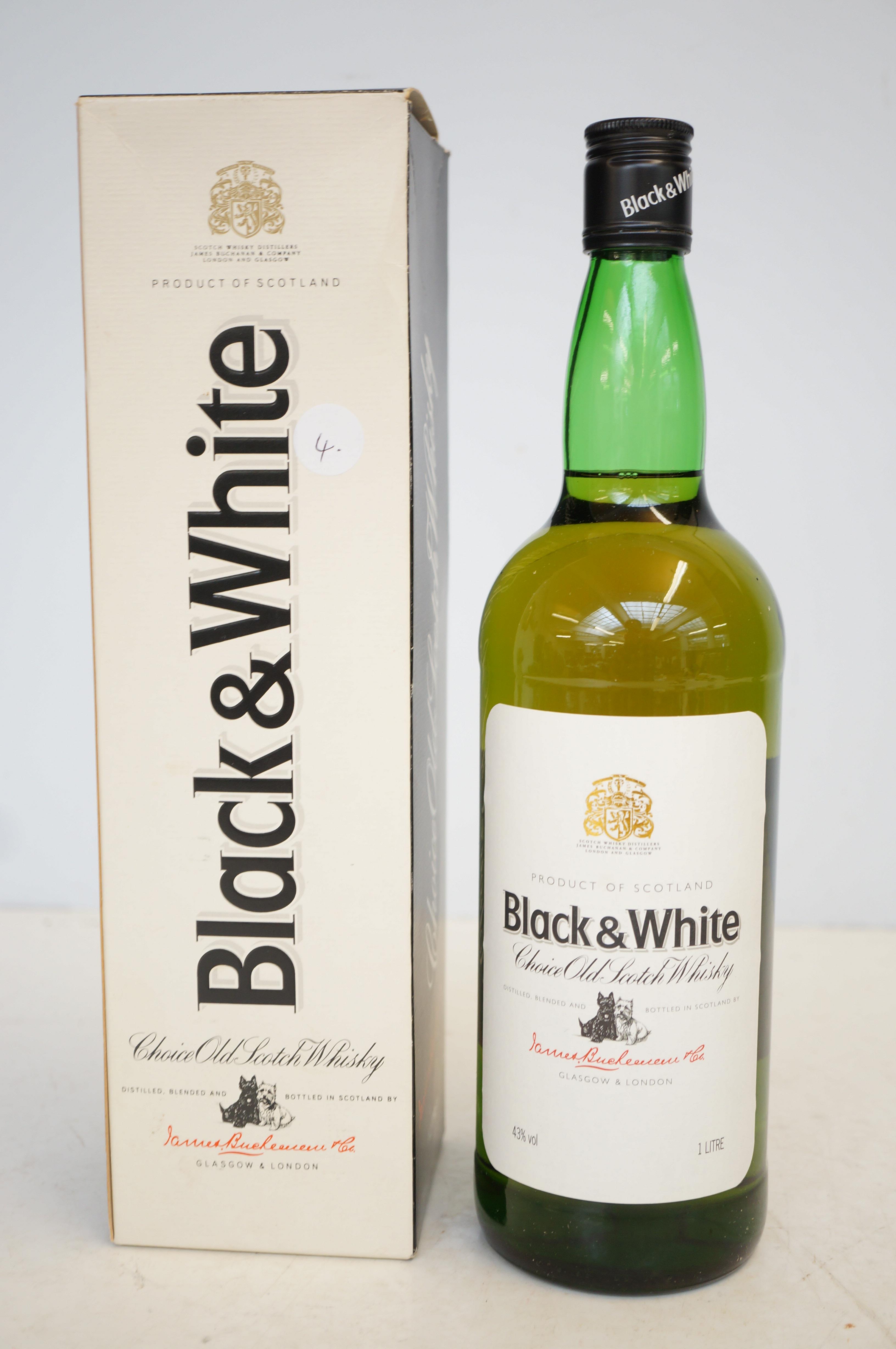 Boxed 1980's black & white unopened whiskey