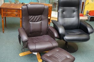 Leather massage chair with footstool & 1 other