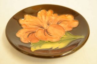 Brown hibiscus Moorcroft pin dish