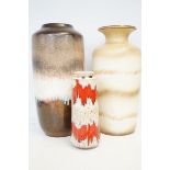 3 Large west german vases Tallest 45 cm