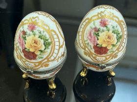 Hand painted Limoges trinket eggs