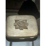 Silver cigarette case with scots guard badge