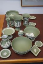 Collection of Wedgwood green & white jasper ware