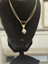 9ct Gold chain & pendant set with black pearl in 9